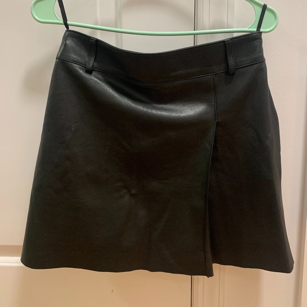 Filippa K Black Leather Skirt with Slit